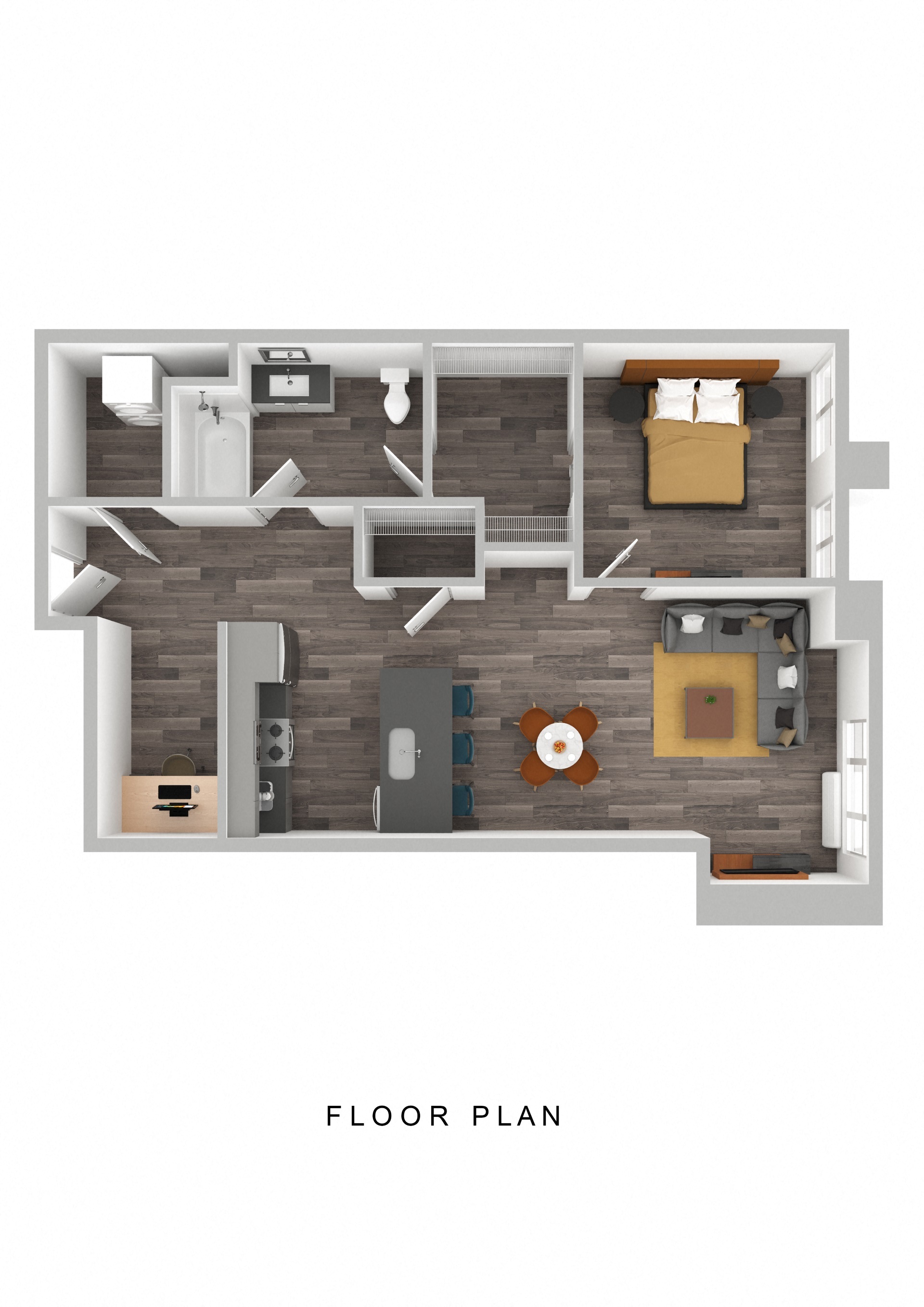 Henley Place Apartments in Milwaukie, Oregon 1x1 with Den Floor Plan